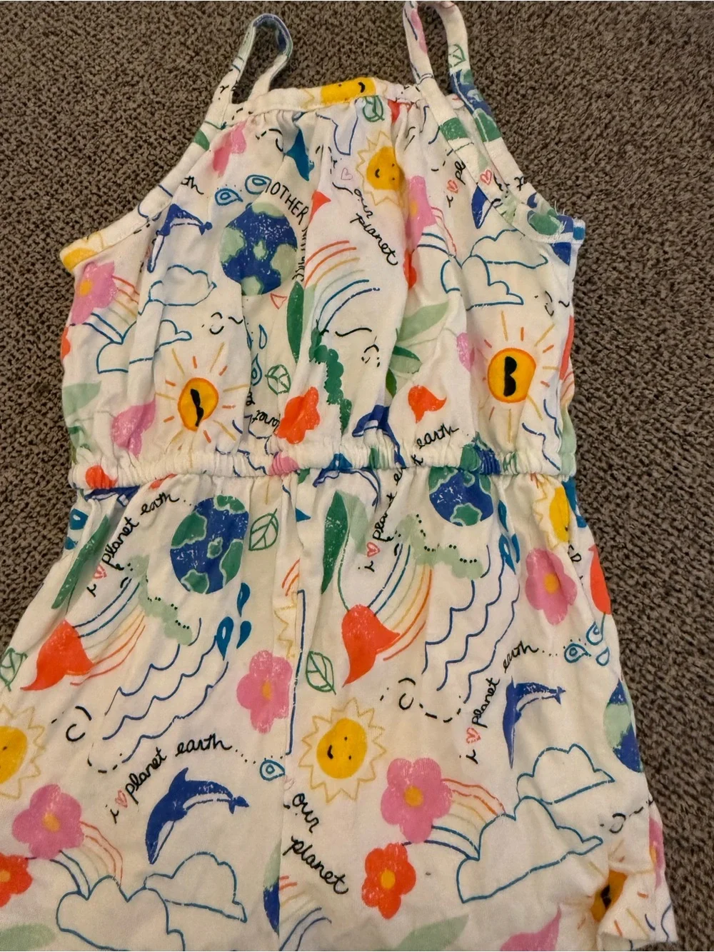 Old Navy White Multicolor Nature & Rainbow Print Dress